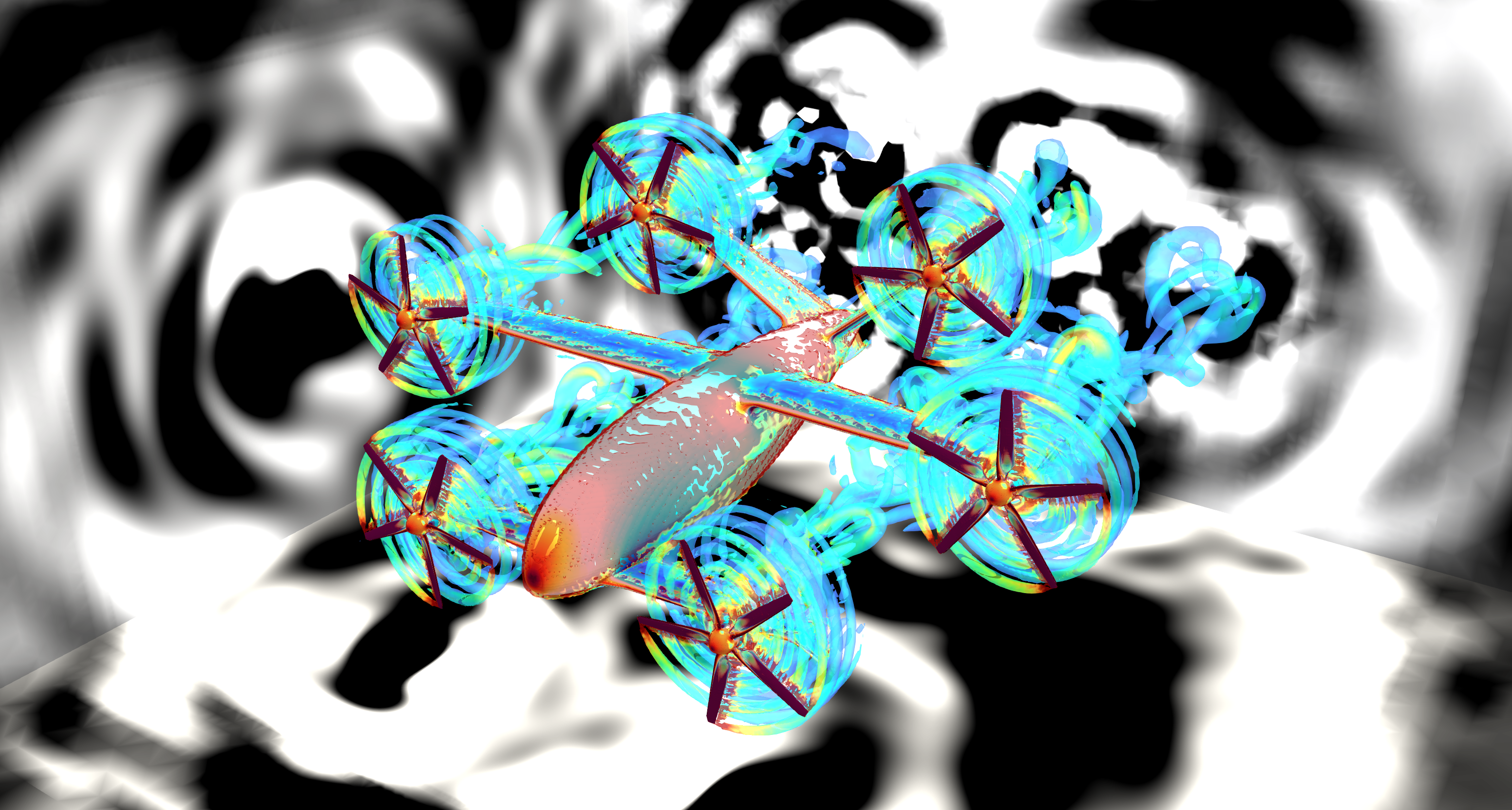 Computed flow structures around AANTC's scaled eVTOL demonstrator