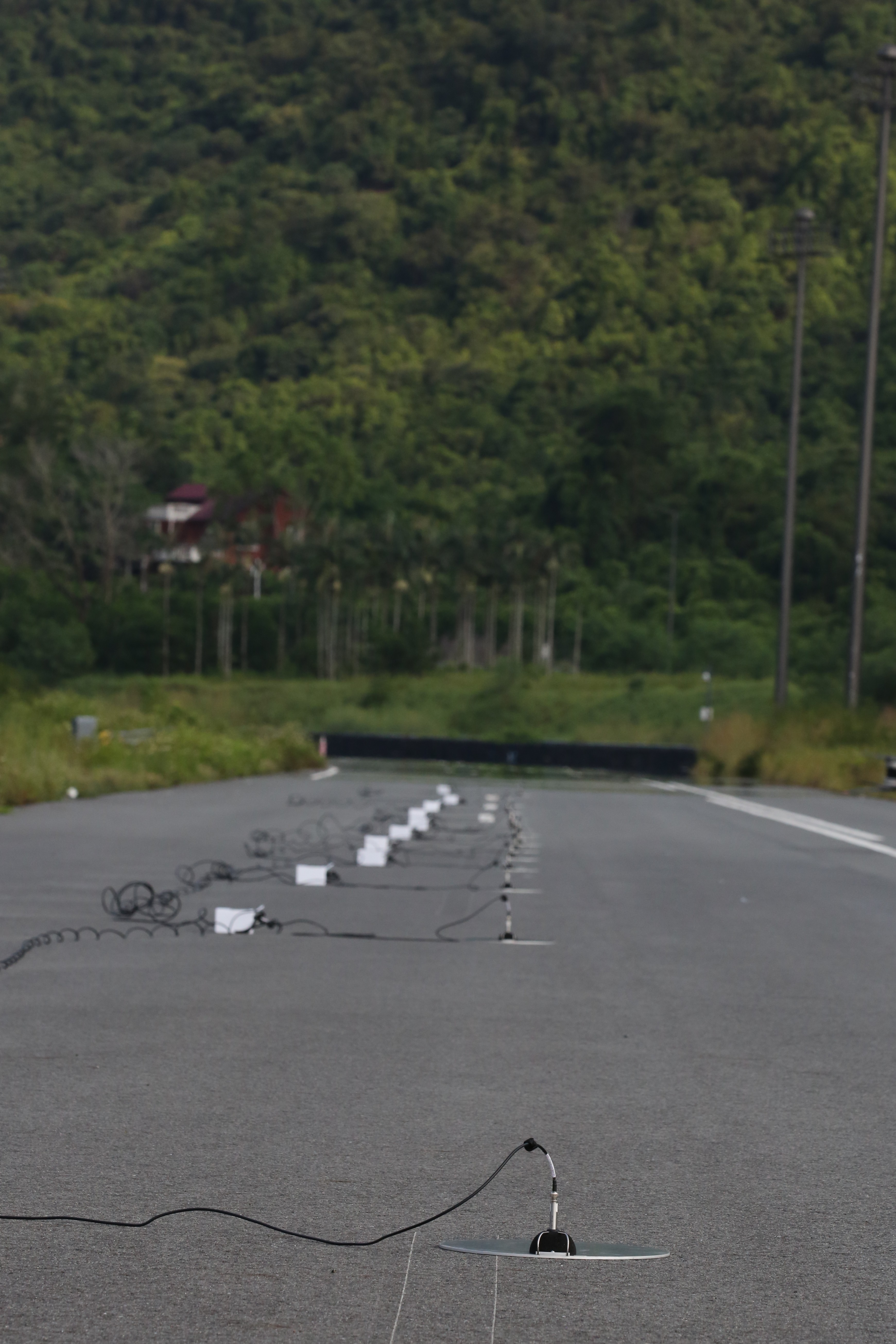 Ground microphone array deployed for the DJI T100 outdoor noise measurements.