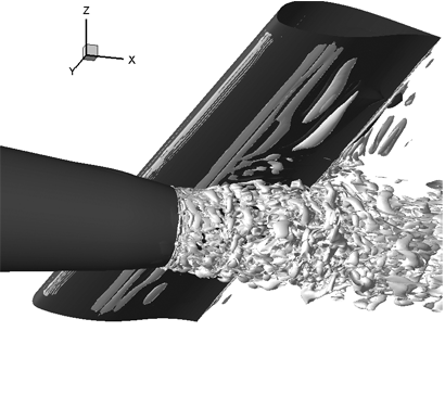 Aircraft airframe noise: Large-eddy simulation of jet interaction with a wing
