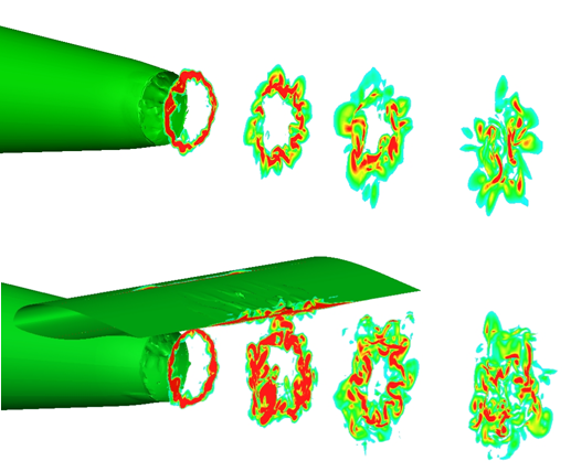 Aircraft airframe noise: Large-eddy simulation of jet interaction with a wing